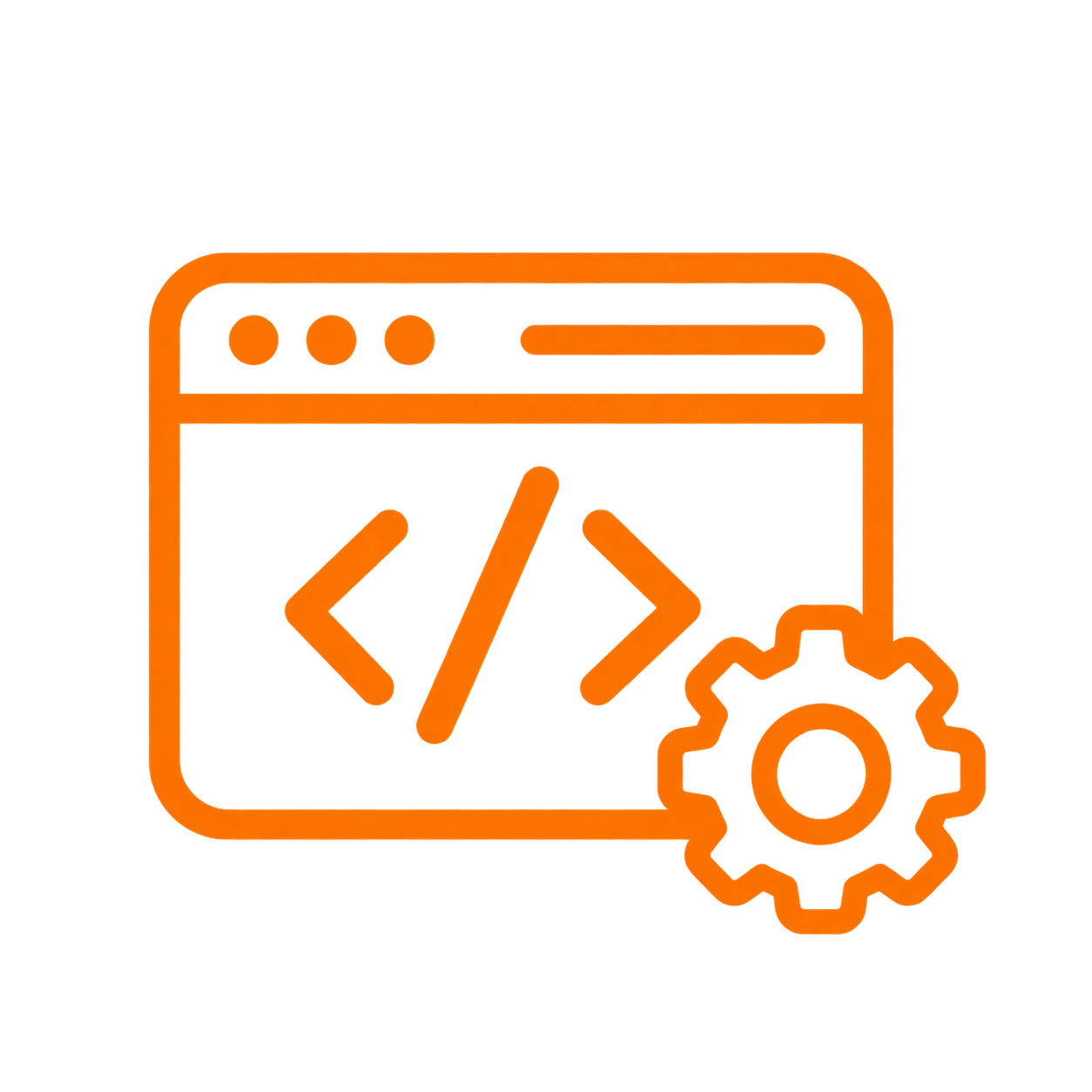 Orange Code Editor and Gear Icon